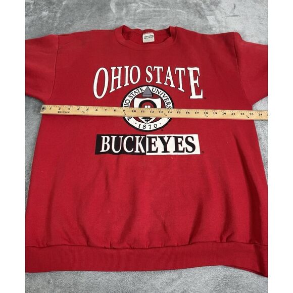 Vintage 90s Ohio State Buckeyes Pullover Sweatshirt Men's Size 2XL XXL Red - Picture 8 of 11